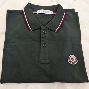 Moncler Green Polo Shirt with Tricolor Collar